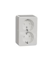 Dvigubas elektros lizdas Exxact surface Spalva Balta