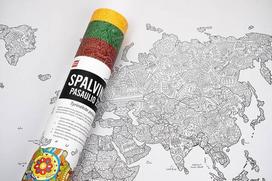 Spalvinamas pasaulio žemėlapis (58,5 x 84 cm)