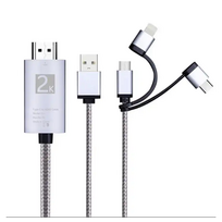 3 in 1 kabelis HDMI į TYPE C / lightning / microUSB - android- Iphone