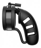 Shots ManCage Model 19 Chastity 4.5" Silicone Cage Ballsplitter Black
