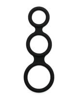 Rimba Latex Play Triple Cock Ring Black