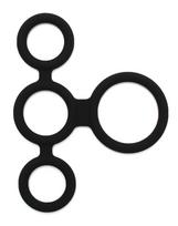 Rimba Latex Play Quatro Cock Ring and Ball Splitter Black