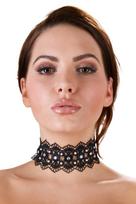 Cottelli Choker with Pearls and Rhinestones 2450186 Black