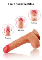 Paloqueth Realistic Dildo Vibrator with with 5 Shocks & Rotations Skin