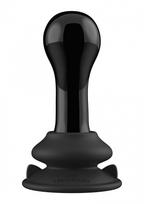 Chrystalino Globy Glass Vibrator with Suction Cup and Remote Rechargeable 10 Speed Black