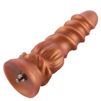 HiSmith HSA56 Spiral Grain Silicone Dildo KlicLok 8.46" Gold