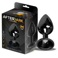 AfterDark Blackgem Metalic Butt Plug with Black Jewel Size M