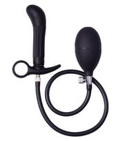 Rimba Latex Play Inflatable Anal Plug with Pump Black