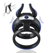 Paloqueth Dual Vibrating Soft Silicone Cock Ring with 10 Powerful Vibrations Black