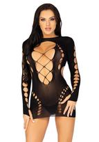 Leg Avenue Long Sleeve Cut Out Mini Dress Black