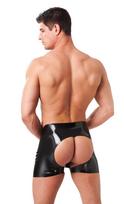 Rimba Latex Play Men's Shorts with Open Backside Black XL