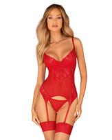 Obsessive Ingridia Corset & Thong Red XL/XXL