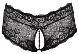 Cottelli Curves Crotchless Floral Lace Panties with Stimulating Pearls 2311020 Black L