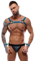 Svenjoyment Neoprene Harness & Jock with Cuffs 2180464 Black-Aqua L