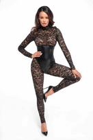 Noir Handmade F299 Enigma Lace Catsuit with Underbust Bodice XXL