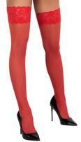 Cottelli Hold-up Stockings with 9cm Lace Trim 2520664 Red 3-M