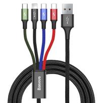 Baseus Fast USB Cable 4in1 - USB-A to 2x USB-C/Lightning/MicroB, 1.2m 3,5A - Black