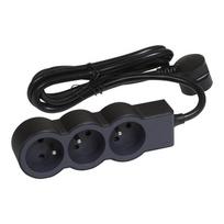 Legrand 16A 3680W 3x2P+Z extra-flat power strip extension with 1.5m cord - black and dark gray