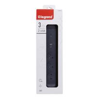 Legrand Extension cord 3x2PZ + USB A/C 1,5m black