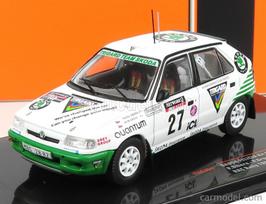 PRE-ORD3R IXO Models Modeliukas 1/43 1995 Skoda Felicia Kit Car #24 P. Sibera/P. Gross Rally Sweden, white/green
