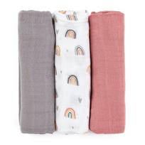 Petite&Mars Moussy medžiaginės sauskelnės Rose Rainbows 68 x 68 cm 3 vnt.