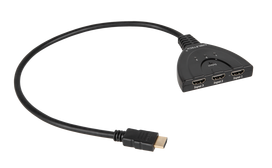 HDMI jungiklio jungtis ant 1 išvesties / 2 įėjimų kabelio.