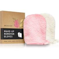 BrushArt Home Salon Make-up remover gloves makiažo valymo pirštinė PINK, CREAM 2 vnt.