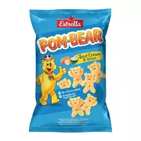 Grietinės ir svogūnų skonio traškus bulvinis užkandis ESTRELLA POM BEAR, 65 g