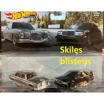 Hot Wheels Premium 2-Pack Modeliukas 72 Mercedes Benz 280 SEL 4,5 and Mercedes Benz 190E 2,5-16 (kortelės būklė 9/10, skilęs blisteris)