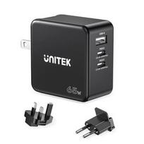UNITEK CHARGER P1117B GaN 2x USB-C 1x USB-A PD 65W BLACK
