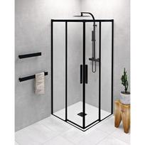 Dušo kabina ALTIS LINE BLACK 90x90cm juodais rėmais