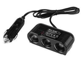 Automobilinis cigarečių žiebtuvėlio skirstytuvas 1xPLUG/3xSOCKET+CS-32 laidas