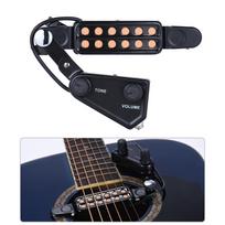 12 skylių akustinės gitaros garso angos paėmimo magnetinis keitiklis su garso kabeliu