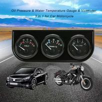 52 mm elektroninis trigubo matuoklio rinkinys alyvos slėgio vandens temperatūros matuoklis voltmetras 3 viename automobilio matuoklis juoda