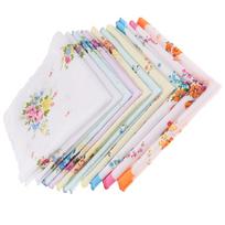 10 vnt moteriškų senovinių gėlių raštų medvilninių nosinių kišeninis Hanky ​​masinis rinkinys 30x30cm