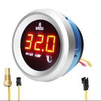 52 mm vandens temperatūros matuoklis automobilio skaitmeninio skaitiklio LED ekranas 9-36V su temperatūros jutiklio signalizacija juoda