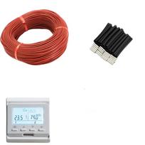 100M šildymo kabelio ir termostato rinkinys 12K grindų šiltas laidas 33ohm/m su programuojamu temperatūros valdymu suits raudona
