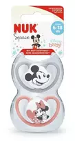 NUK čiulptukas SPACE Disney Mickey silik. 2d. (6-18mėn.) N2 (pilk., balt.)
