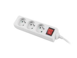 Lanberg Power strip 3m, white, 3 sockets, with switch, cable made of solid copper