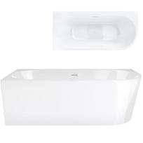 Pastatoma į kampą vonia Corsan Intero E240XL Intero 170x80cm kairinė, baltos spalvos sifonu
