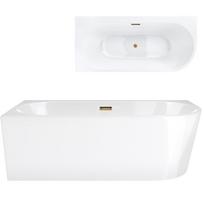 Pastatoma į kampą vonia Corsan Intero E240XL Intero 170x80cm kairinė, aukso spalvos sifonu