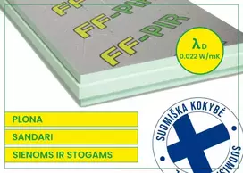 Plokštė poliuretano Finnfoam FF-PIR ALK, su aliuminiu, frez., 30-240mm