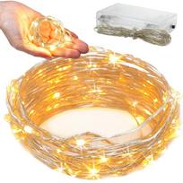 Girlianda 100 LED, maitinama baterijomis, 10 m., šilta balta