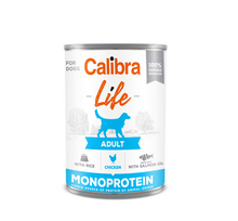 CALIBRA Dog Life can Adult Chicken with rice vieno baltymo konservai suaugusiems šunims su vištiena ir ryžiais, 400 g