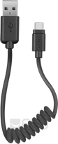 SBS USB to USB-C spiral cable, 17-50cm, black