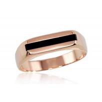 Vyriškas auksinis žiedas. Akmuo: Oniksas. Metalas: Raudonas Auksas. Praba: 585°