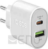 SBS PD travel charger 20W USB/USB-C white