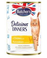 BUTCHER'S Delicious Dinners Vištienos gabalėliai drebučiuose - drėgnas kačių maistas - 400g