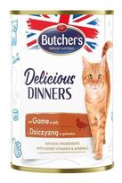 BUTCHER'S Delicious Dinners Pieces su elniena drebučiuose - drėgnas kačių ėdalas - 400g
