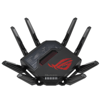 Asus ROG Rapture GT-BE98 Quad-band WiFi 7 (802.11be) Gaming Router, support new 320MHz bandwidth  and  4096-QAM, dual 10G ports, backup WAN, Triple-level Game Acceleration, Mobile Game Mode, AURA RGB, AiMesh support, subscription-free network security and comprehensive VPN features